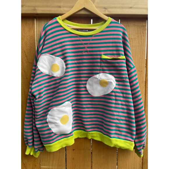 2XL Upcycled Striped Egg Shirt Skater Funky Quirky - Picture 3 of 7